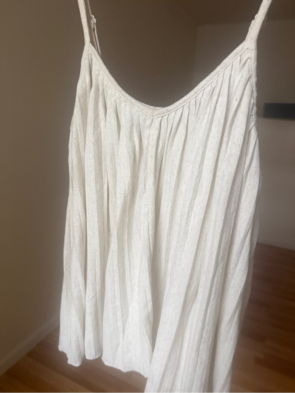 Banana Republic Cream Pleated Spaghetti-Strap Tank